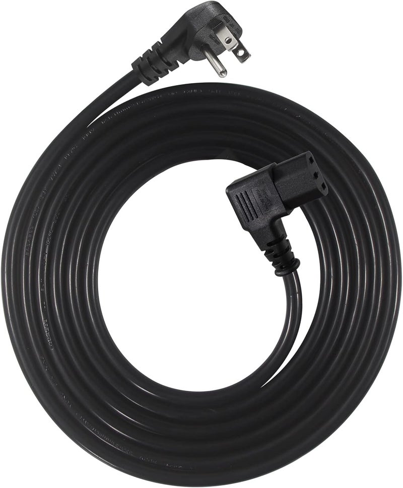 SPARKING 90 Degree Computer Power Cord - 10FT Flat Low Profile Angled NEMA 5-15 Plug to IEC C13 Power Cord,Universal PC Power Supply Cord, 16AWG, Black C13 3 Prong Angled AC Power Cord for PC Monitor/TV (10FT) - Image 1